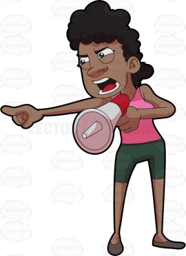 An angry black woman accusing someone